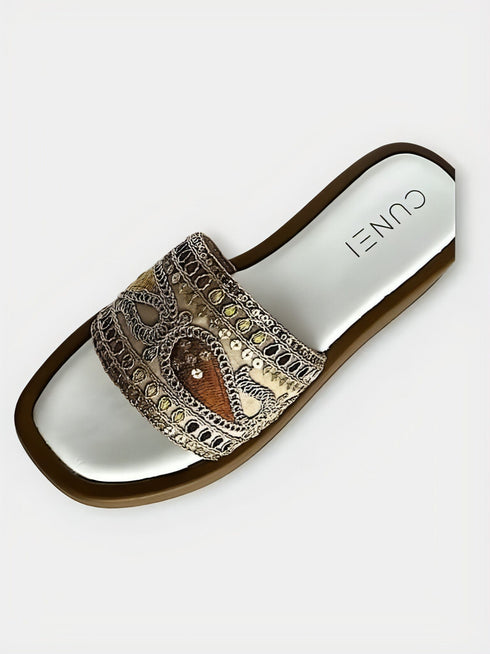 Multicolour Paisley Motif Embroidered Slider - cunei